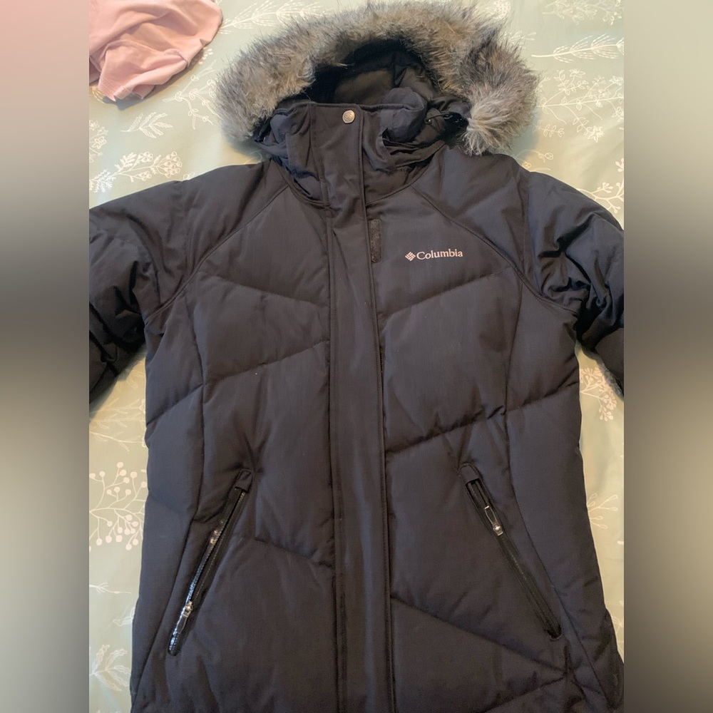 Columbia Black Jacket with Fur Trim